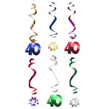 6 spiraalvormige 40 jaar hangdecoraties - Thema: Sfeer decoratie - Gekleurd - Maat Uniek Formaat