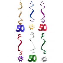 6 spiraalvormige 50 jaar hangdecoraties - Thema: Sfeer decoratie - Gekleurd - Maat Uniek Formaat