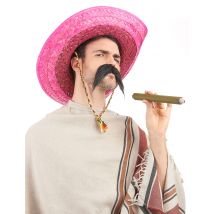 Roze Mexicaanse sombrero voor volwassenen - Thema: Werelddelen - Roze - Maat Uniek Formaat