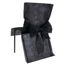 10 premium zwarte stoelhoezen 50 x 95 cm met strik - Thema: Kleuren - Zwart - Maat Uniek Formaat