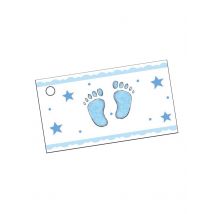 10 papieren etiketten met blauwe voeten - Thema: Baby - Blauw - Maat Uniek Formaat