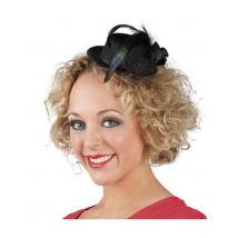 Mini hoed zwart voor dames - Thema: Charleston - Zwart - Maat Uniek Formaat