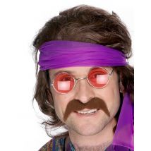 Jaren 70 snor - Thema: Disco - Bruin - Maat One size