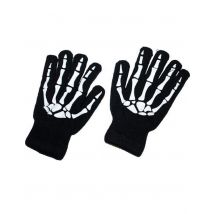 Skelet handschoenen - Thema: Magie en Horror - Zwart - Maat Uniek Formaat