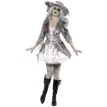 Spookpiraat kostuum voor vrouwen - Thema: Magie en Horror - Zilver / Grijs - Maat M