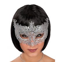 Zilverkleurig Venetiaans masker met kant voor volwassenen - Thema: Prinsessen - Zilver / Grijs - Maat One Size