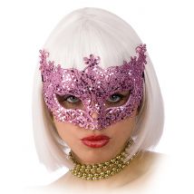 Glimmend roze Venetiaans masker - Thema: Maschere di Venezia - Roze - Maat One Size