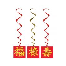 3 Chinees Nieuwjaar ophangdecoraties - Thema: Werelddelen - Rood - Maat Uniek Formaat