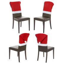 Set van 4 rode stoelhoezen voor Kerst - Thema: Kleuren - Rood - Maat Uniek Formaat