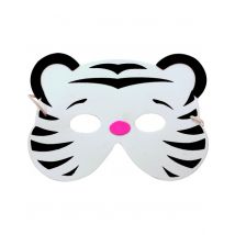 Witte tijger masker voor kinderen - Thema: Dieren - Grijs, Wit - Maat One Size