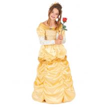 Geel satijnachtig prinses kostuum voor meisjes - Thema: Prinsessen - Geel - Maat M 122/128 (7-9 jaar)