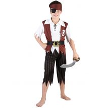 Bruine piraten outfit voor jongens - Thema: Verkleedideeën - Bruin - Maat S 110/122 (4-6 jaar)