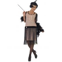 Charleston jaren 20 outfit voor dames - Thema: Verkleedideeën - Bruin - Maat S