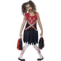 Verkleedkostuum zombie cheerleader voor meisjes Halloween pak - Thema: Verkleedideeën - Rood - Maat 146/158 (10-12 jaar)