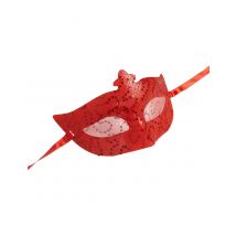 Rood Venetiaans masker voor volwassenen - Thema: Kleuren - Rood - Maat One Size