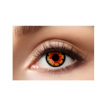 Zwart met rode en oranje contactlenzen - Thema: Duivel - Rood - Maat Uniek Formaat