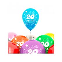 8 ballonnen 20 jaar - Thema: Sfeer decoratie - Gekleurd - Maat Uniek Formaat
