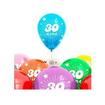 Zak 8 ballonnen 30 jaar - Thema: Sfeer decoratie - Gekleurd - Maat Uniek Formaat
