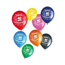Set 8 ballonnen '40 ans' - Thema: Sfeer decoratie - Multicolore - Maat Uniek Formaat