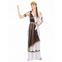 Wit en bruin Romeins kostuum voor dames - Thema: Rome - Bruin - Maat S