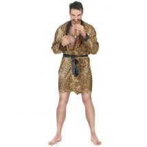 Pimp badjas in luipaard print voor mannen - Thema: Verkleedideeën - Geel - Maat Uniek Formaat