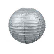Decoratieve zilveren Japanse papieren lantaarn 35 cm - Zilver / Grijs - Maat One Size