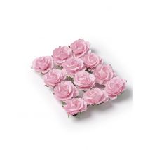 12 lichtroze prikrozen 3,5 cm - Thema: Octobre rose - Roze - Maat Uniek Formaat