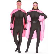 Roze superheld set voor volwassenen - Thema: Kleuren - Roze - Maat One Size