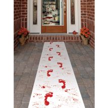 Loper met bebloede voetafdrukken Halloween - Thema: Magie en Horror - Grijs, Wit - Maat Uniek Formaat