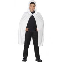Witte cape met capuchon voor kinderen Halloween - Thema: Kleuren - Grijs, Wit - Maat One Size