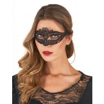 Zwart kanten Ventiaans oogmasker voor vrouwen - Thema: Maschere di Venezia - Zwart - Maat Uniek Formaat