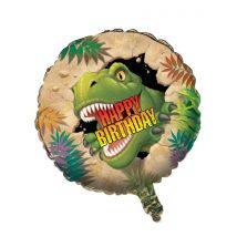 Folie ballon Happy Birthday Dinosaurus - Thema: Dieren - Gekleurd - Maat Uniek Formaat