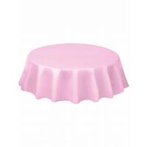 Rond tafelkleed lichtroze plastic 213 cm wegwerp - Thema: Octobre rose - Roze - Maat Uniek Formaat