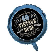 Folie ballon vintage dude 40 jaar - Thema: Sfeer decoratie - Blauw - Maat Uniek Formaat
