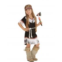 Zwart indianen kostuum voor meisjes - Thema: Verkleedideeën - Bruin - Maat 140 (8-10 jaar)