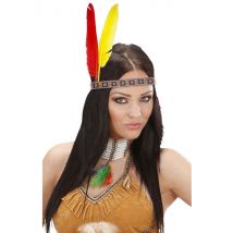 Indianen hoofdband met veren voor volwassenen - Thema: Western - Gekleurd - Maat One Size