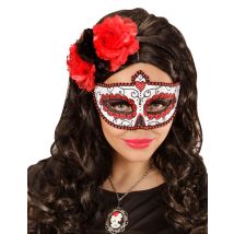 Rood glittermasker Día de los muertos - Thema: Magie en Horror - Rood - Maat One Size