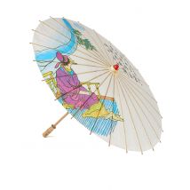 Chinese parasol 85 cm - Thema: Werelddelen - Gekleurd - Maat Uniek Formaat