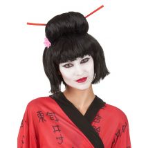 Zwarte Geisha pruik voor vrouwen - Thema: Carnaval accessoire - Zwart - Maat Uniek Formaat