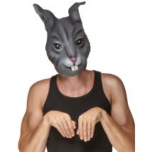 Grijs konijn masker van latex voor volwassenen - Thema: Carnaval accessoire - Zilver / Grijs - Maat One Size