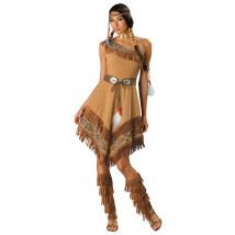 Chique indianen kostuum voor dames - Premium - Thema: Verkleedideeën - Bruin - Maat S