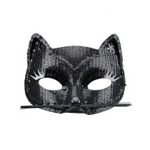 Zwart poesje masker voor volwassenen - Thema: Dieren - Zwart - Maat One Size