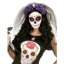 Dia de los Muertos paarse bloemen haarband - Thema: Halloween - Paars - Maat One Size