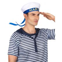Matrozen hoed met opschrift voor volwassenen - Thema: Beroepen - Blauw - Maat Uniek Formaat