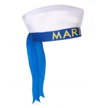 Matrozen hoed met opschrift voor volwassenen - Thema: Beroepen - Blauw - Maat One Size