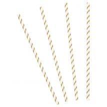 20 gouden gestreepte papieren rietjes - Thema: Destockage IT - Goud - Maat Uniek Formaat