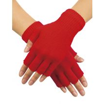 Rode vingerloze handschoenen volwassenen - Thema: Kleuren - Rood - Maat Uniek Formaat