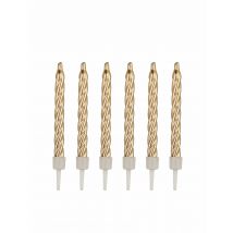 12 gouden kaarsen 7,5 cm met kaarsenstandaardjes - Goud - Maat Uniek Formaat