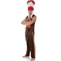 Indianen opperhoofd kostuum voor mannen - Thema: Western - Bruin - Maat L