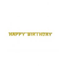 Goudkleurige Happy Birthday slinger - Goud - Maat Uniek Formaat